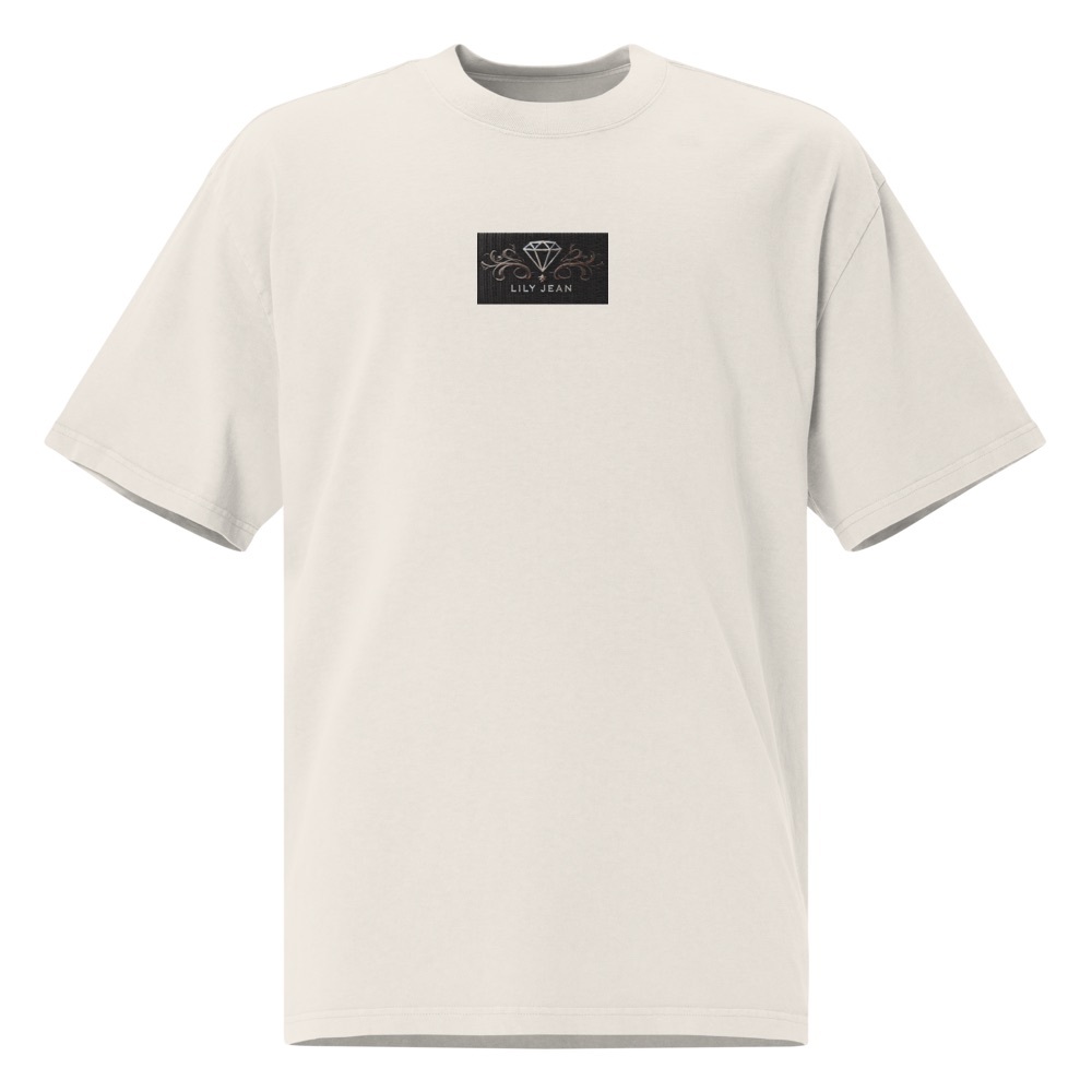 Lily Jean Oversized Faded Embroidered T-Shirt-faded khaki